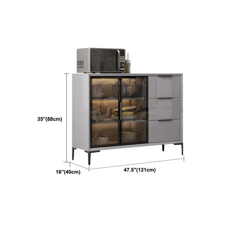 Gray Engineered Wood Sideboard Table Modern Buffet Server with Glass Doors Clearhalo 'buffet_sideboard' 'Buffets & Sideboards' 'furn' 'furn_buffet_sideboard' 'Furniture' 'Kitchen & Dining Furniture' 1200x1200_9c489fef-f723-4d8c-b367-c32c833235f0
