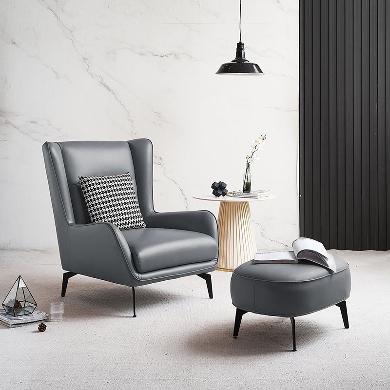 Echte lederen accentstoel 4 benen massieve kleurkamerstoel voor woonkamer