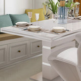 Luxury Artificial Wood Dining Table Rectangle White Table with Metal Pedestal Clearhalo 'Dining Tables & Seating' 'Dining Tables' 'dining_table' 'furn' 'furn_dining_table' 'Furniture' 'Kitchen & Dining Furniture' 1200x1200_9c49ad5f-989e-4074-bd7b-f210f326f435