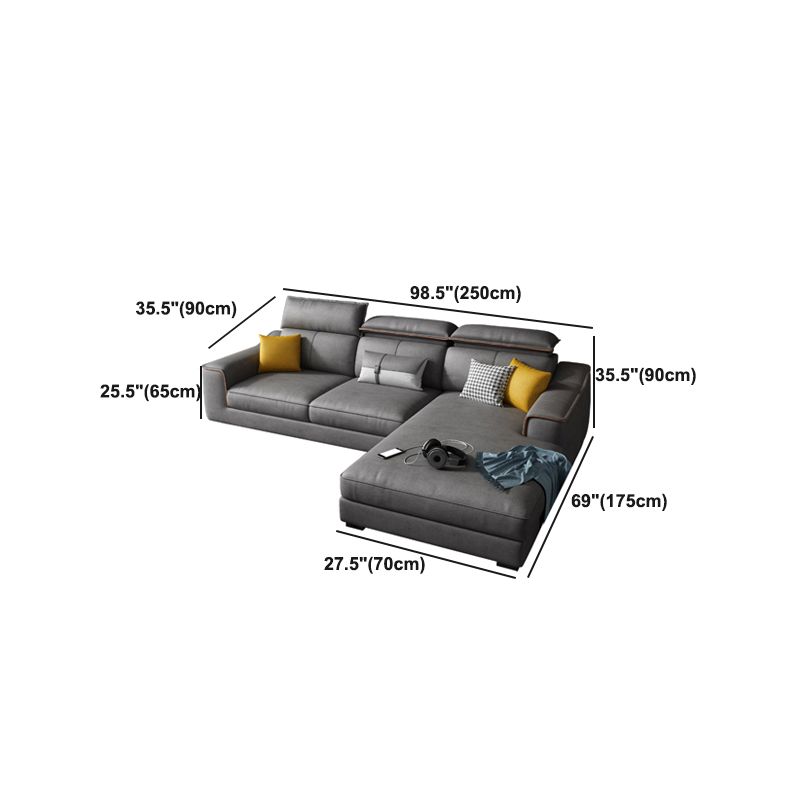 Dark Gray Faux Leather Sectional Sofa 35.43" Tall  Stain-Resistant Sofa