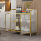 Metal and Glass Sideboard Modern Home Rectangular Side Board with Doors Clearhalo 'buffet_sideboard' 'Buffets & Sideboards' 'furn' 'furn_buffet_sideboard' 'Furniture' 'Kitchen & Dining Furniture' 1200x1200_9c4ba41b-28db-4a96-a3e0-cfdff094612b