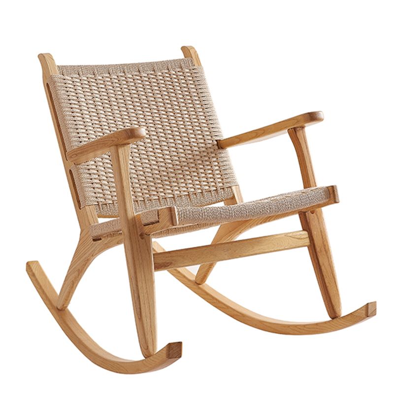 Traditionele schommelstoel vast houten frame vleugel stoel terug binnen schommelstoel