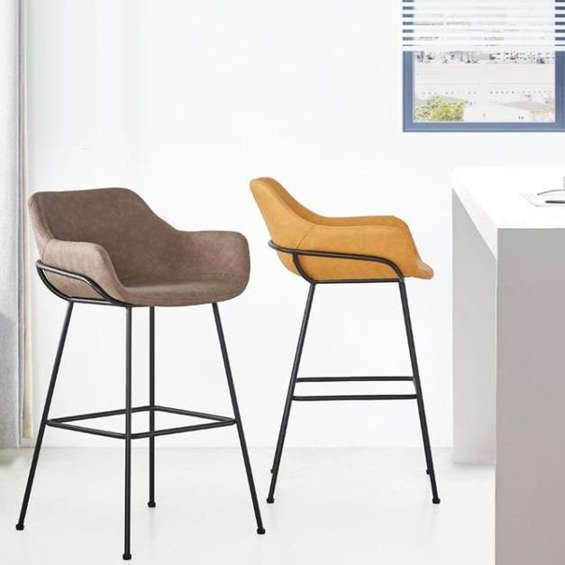 Scandinavian Faux Leather Upholstered Counter Stool with 4 Legs in Matte Finish for Home Clearhalo 'Bar Furniture' 'Bar Stools' 'bar_stools' 'furn' 'furn_bar_stools' 'Furniture' 'Kitchen & Dining Furniture' 1200x1200_9c4c98cb-bd41-4f86-b1ef-f93c415aeb25