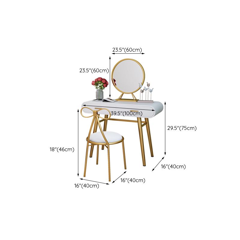 Weißgold -Make -up -Theke mit Schubladen Glama -Waschtisch, 15,74 "breit