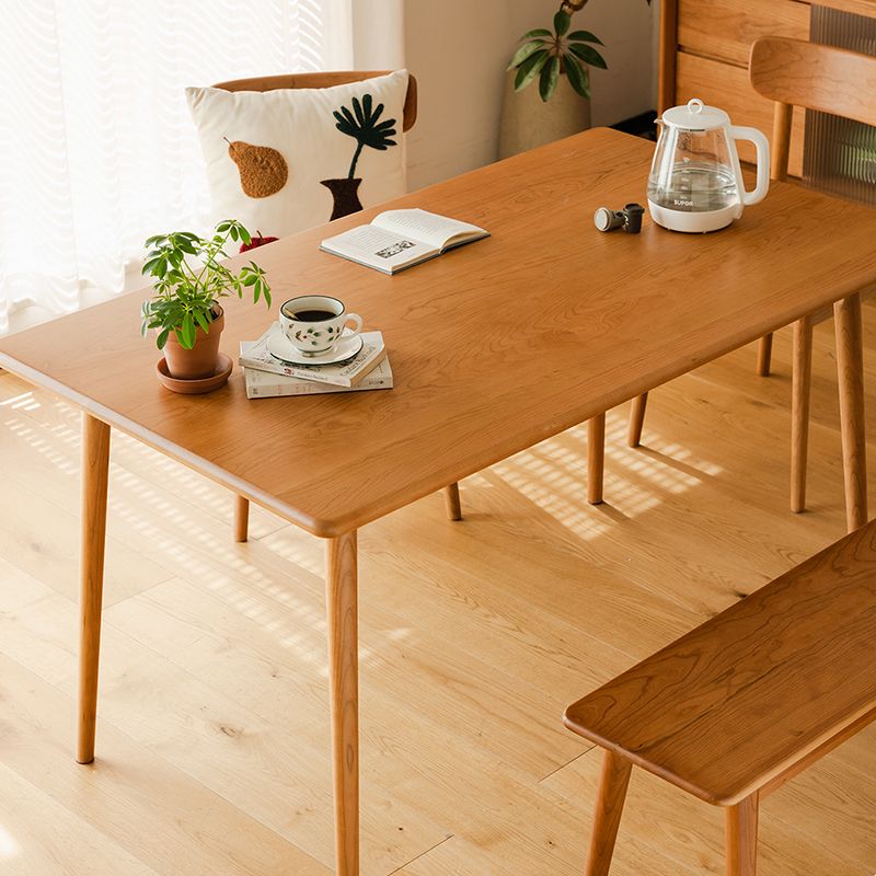 Modern Rectangular Solid Wood Tabletop Dining Table with 4 Legs Clearhalo 'Dining Tables & Seating' 'Dining Tables' 'dining_table' 'furn' 'furn_dining_table' 'Furniture' 'Kitchen & Dining Furniture' 1200x1200_9c4e8dd0-2ad8-4bc2-ba0d-56af605da11a
