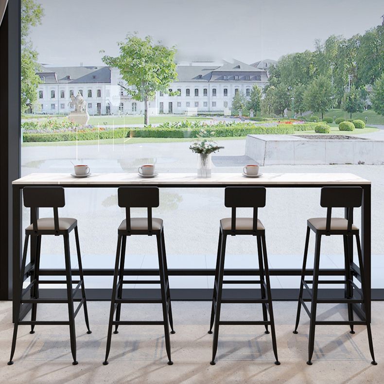 Industrial Black Iron Bar Table White Faux Marble Rectangle Top 41.3"H Bistro Table Clearhalo 'Bar Furniture' 'Bar Tables' 'bar_tables' 'furn' 'furn_bar_tables' 'Furniture' 'furniture_bar_tables' 'Kitchen & Dining Furniture' 1200x1200_9c4ed043-d0f7-41fa-af11-ca58955ab09a