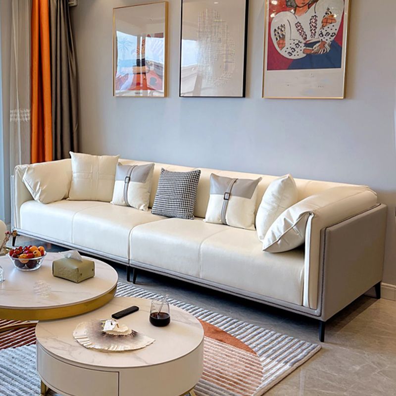 Modern Faux Leather Pillow Top Arm Sofa/Sectional Pillowed Back Cushions for Apartment Clearhalo 'furn' 'furn_sectionals' 'Furniture' 'furniture_sectionals' 'kitchen' 'kitchen_sectionals' 'Living Room Furniture' 'Sectionals' 1200x1200_9c4ee536-f6b1-4d82-ba55-3d67d3a79e36