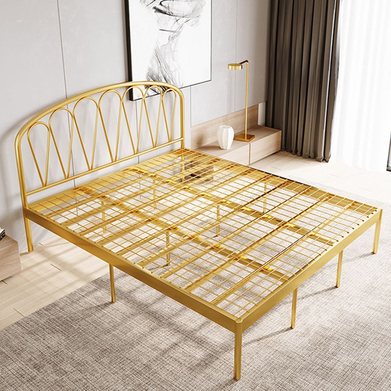 Glam Open-Frame Bed with Arched Headboard, 48" Tall Metal Bed Clearhalo 'Bedroom Furniture' 'Beds' 'furn' 'furn_beds' 'Furniture' 1200x1200_9c4f7b57-d9b5-4ced-86ea-88b195fefab8