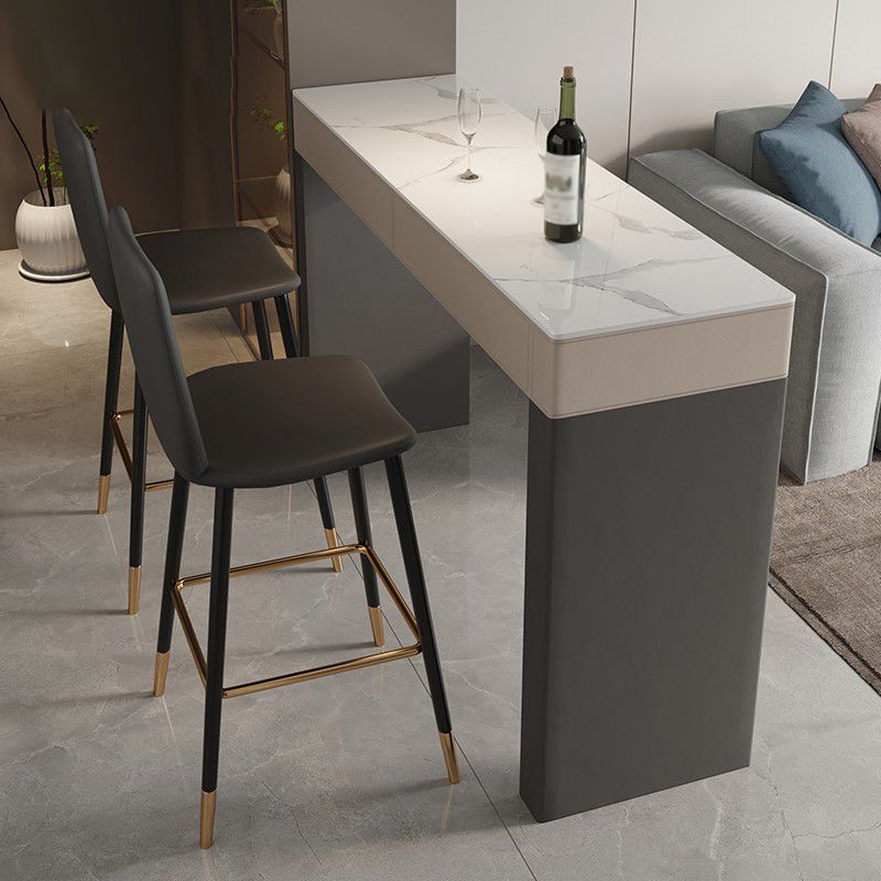 Rectangular White Modern Bar Table Stone Table for Restaurant Clearhalo 'Bar Furniture' 'Bar Tables' 'bar_tables' 'furn' 'furn_bar_tables' 'Furniture' 'Kitchen & Dining Furniture' 1200x1200_9c4fefd6-9678-41eb-af6f-8fc5964e632b