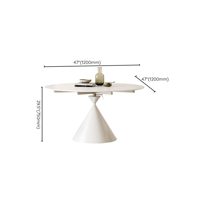 Sintered Stone Pedestal Dining Table Extendable Dining Table in White Clearhalo 'Dining Tables & Seating' 'Dining Tables' 'dining_table' 'furn' 'furn_dining_table' 'Furniture' 'Kitchen & Dining Furniture' 1200x1200_9c50b9c0-86bb-4c4d-a2db-5ac56adc0830