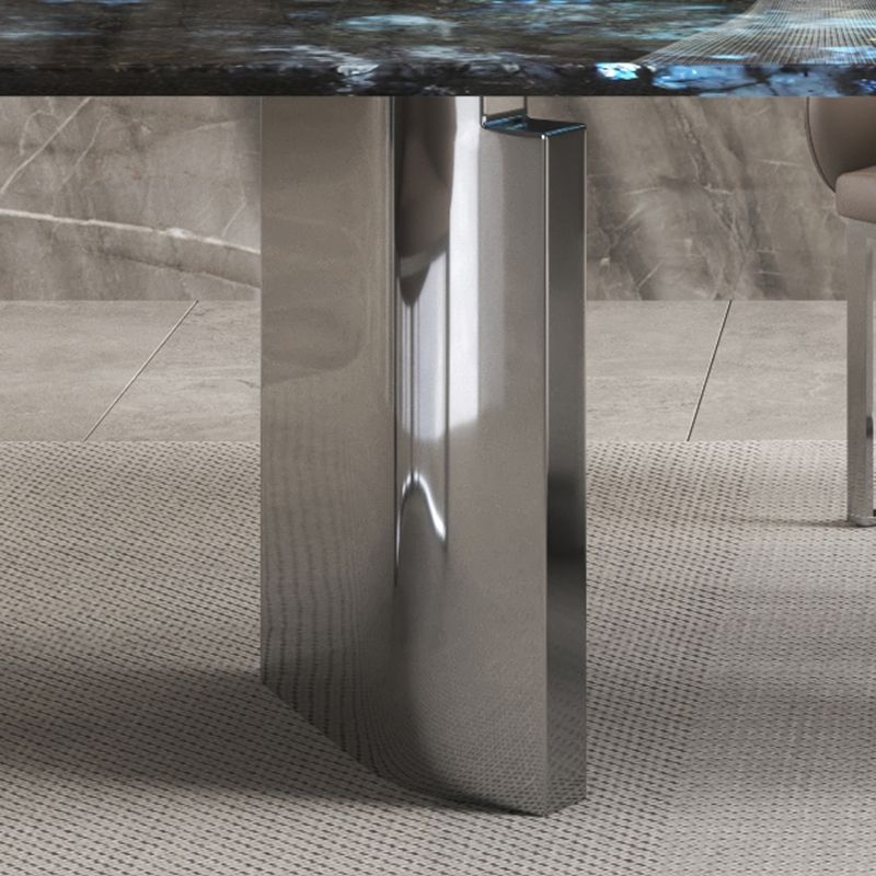 1/4/7ピース長方形の石トップステンレス鋼ベースダイニングセット