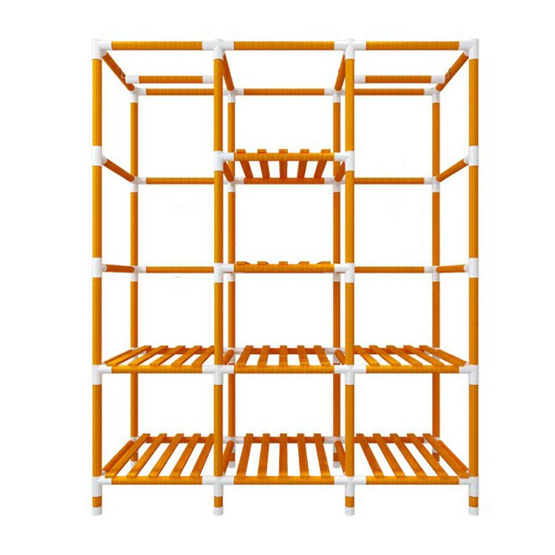 Modern Wardrobe with Clothes Rail Matte Finish Cabinet with Wood Frame