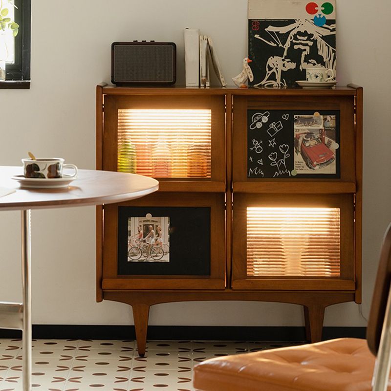 Mid-Century Design Natural Cabinet with 4 Doors in Pine Wood Clearhalo 'Cabinets & Chests' 'cabinets_chests' 'furn' 'furn_cabinets_chests' 'Furniture' 'Living Room Furniture' 1200x1200_9c552e35-0298-4a4d-94f1-45073739e05d