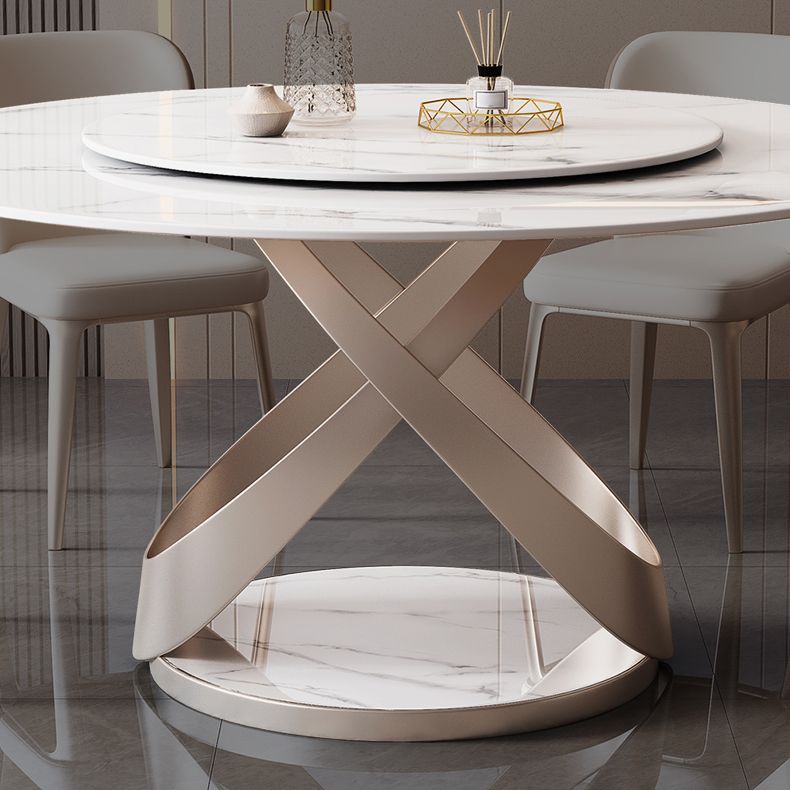 Round Furniture Luxury Style Stone Pedestal Dinner Table with Turntable Clearhalo ' dining_table' 'Dining Tables & Seating' 'Dining Tables' 'furn' 'furn_dining_table' 'Furniture' 'furniture_dining_table' 'Kitchen & Dining Furniture' 'kitchen&dining_furn' 'kitchen' 'kitchen_dining_table' 1200x1200_9c568f57-d42a-455f-b66e-1932a589c824