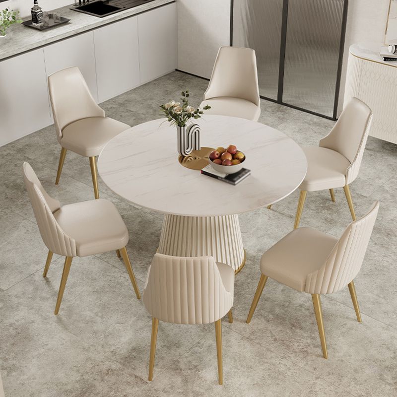 Modern Round Stone Dining Table White Dining Table with Pedestal Base Clearhalo ' dining_table' 'Dining Tables & Seating' 'Dining Tables' 'furn' 'furn_dining_table' 'Furniture' 'furniture_dining_table' 'Kitchen & Dining Furniture' 'kitchen&dining_furn' 'kitchen' 'kitchen_dining_table' 1200x1200_9c57aca7-9871-4b2e-9bf0-4bf6c6c33e37
