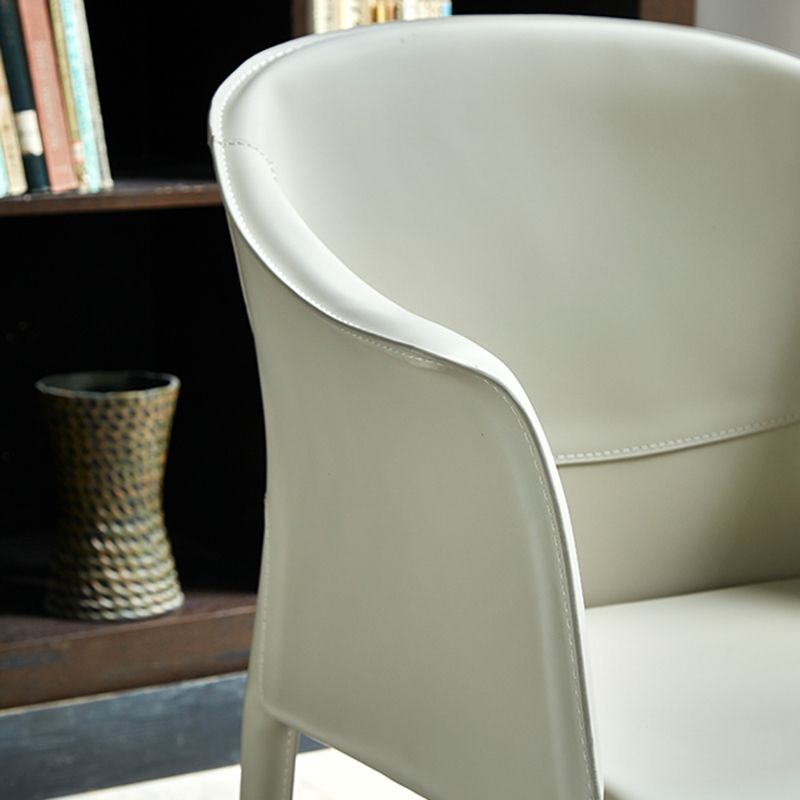 Minimalist Kitchen Dining Arm Chair Solid Back PU Leather Dining Arm Chair Clearhalo ' kitchen&dining_furn' 'Dining Chairs' 'Dining Tables & Seating' 'dining_chair' 'furn' 'furn_dining_chair' 'Furniture' 'furniture_dining_chair' 'Kitchen & Dining Furniture' 'kitchen' 1200x1200_9c57d099-586e-48a2-a40d-4f8223160ba7