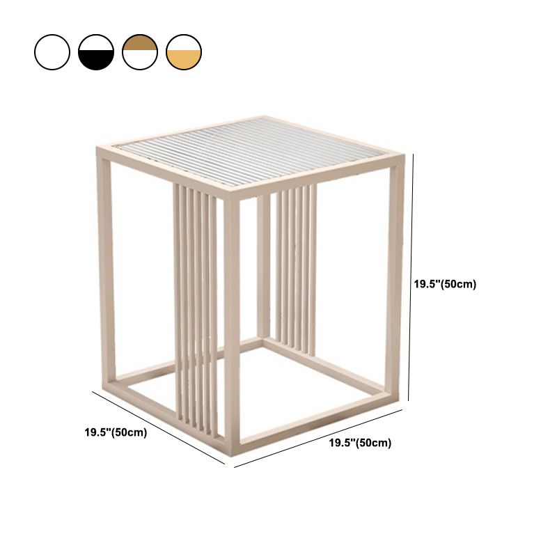23.6" Tall Modern Square Glass Top Side Table Metal Frame End Table