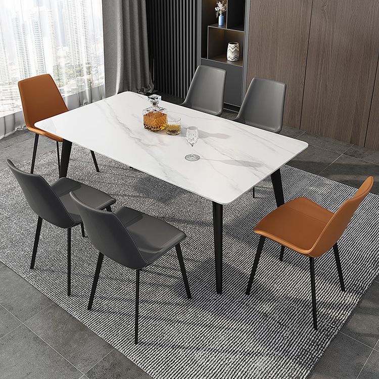 Industrial Sintered Stone Table 4 Legs Black Carbon Steel Base Rectangle Table for Home Clearhalo ' dining_table' 'Dining Tables & Seating' 'Dining Tables' 'furn' 'furn_dining_table' 'Furniture' 'furniture_dining_table' 'Kitchen & Dining Furniture' 'kitchen&dining_furn' 'kitchen' 'kitchen_dining_table' 1200x1200_9c5892cf-8336-4005-9c41-9f0686a1e822