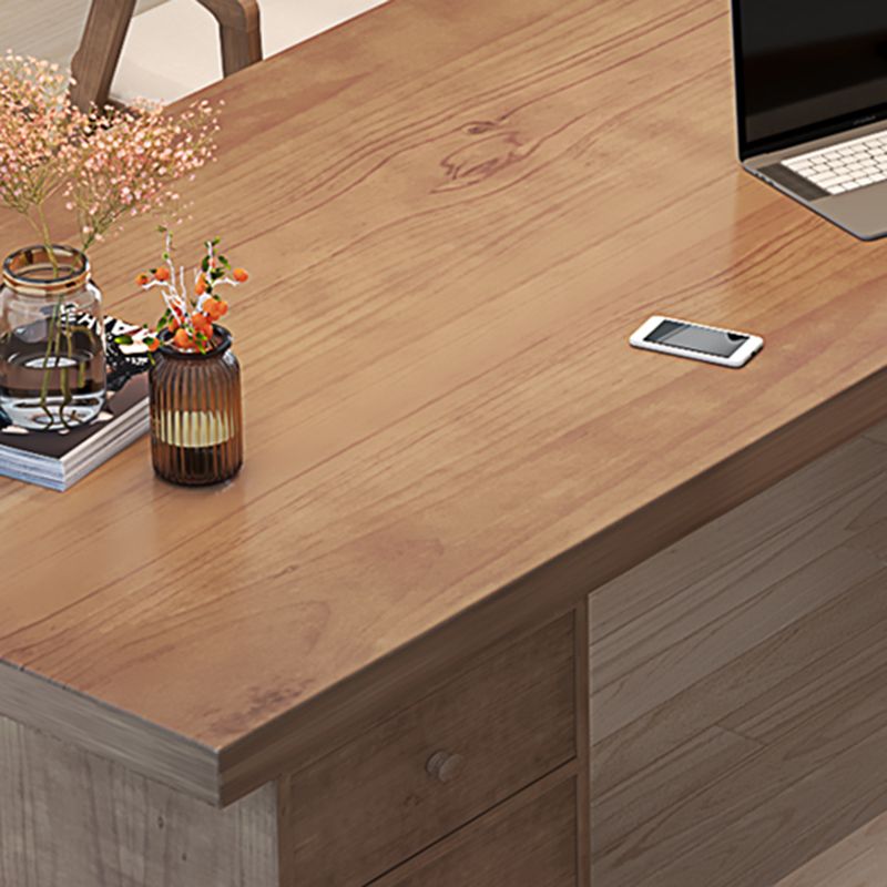 Moderne massive Holz -Büro -Schreibtisch Rechteck Task Schreibtisch mit Schubladen und Regalen
