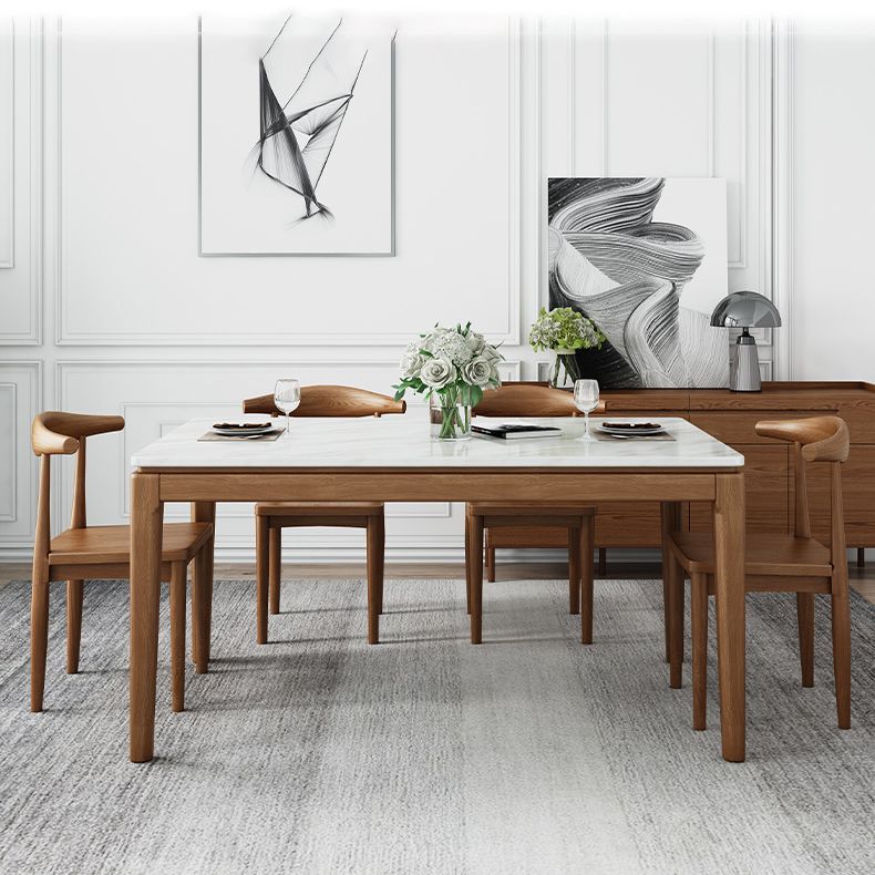 Mid-Century Rectangle Dining Table Stone Top Dining Table for Dining Room Clearhalo 'Dining Tables & Seating' 'Dining Tables' 'dining_table' 'furn' 'furn_dining_table' 'Furniture' 'Kitchen & Dining Furniture' 1200x1200_9c5c9837-1f32-44a2-982b-071788b0a781