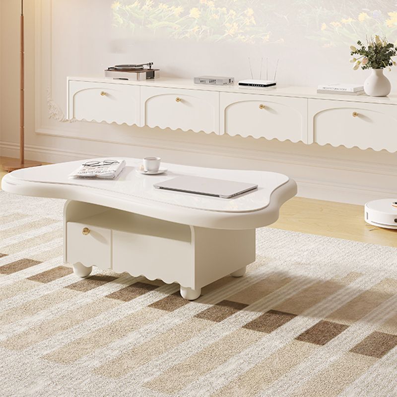 Slate Coffee Cocktail Table with Storage Drawers White Block Contemporary Clearhalo 'Coffee & Accent Tables' 'Coffee Tables' 'coffee_tables' 'furn' 'furn_coffee_tables' 'Furniture' 'Living Room Furniture' 1200x1200_9c5ee876-1026-4175-bb78-c74c2655e1e0