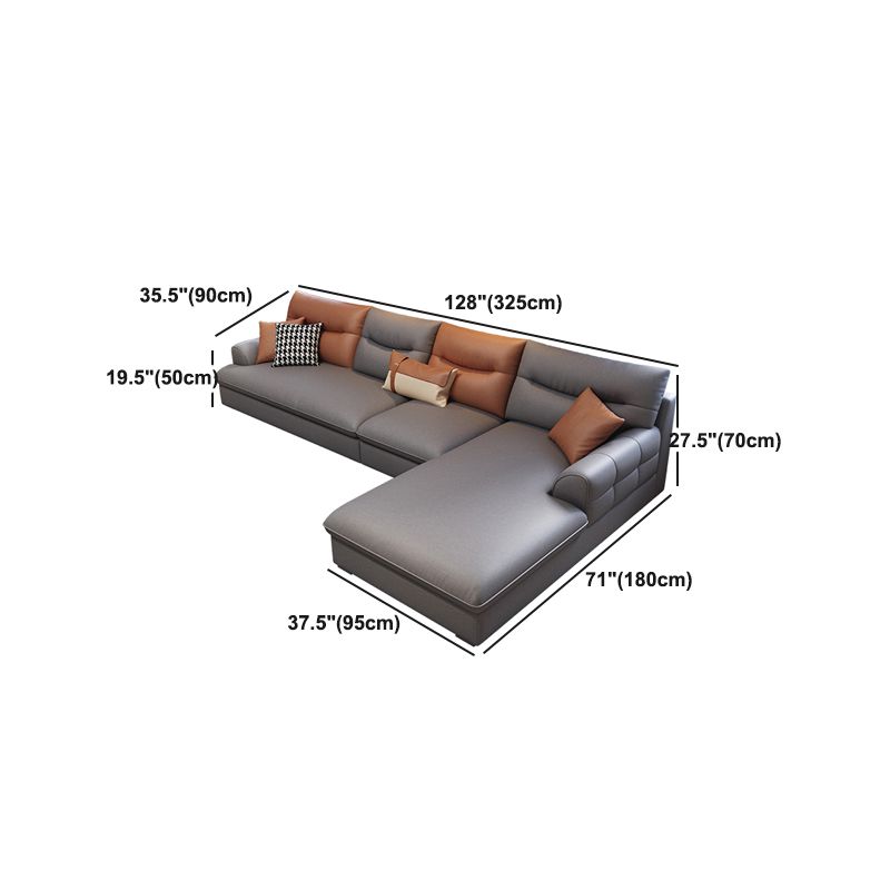 Modernism Faux Leather 3/4-seat Sectional Flared Arm Sectional