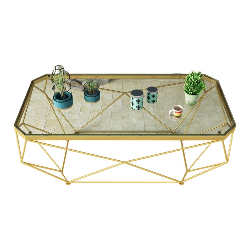 Moderner Couchtisch mit Glasplatte, Cocktailtisch mit Eisenrahmen