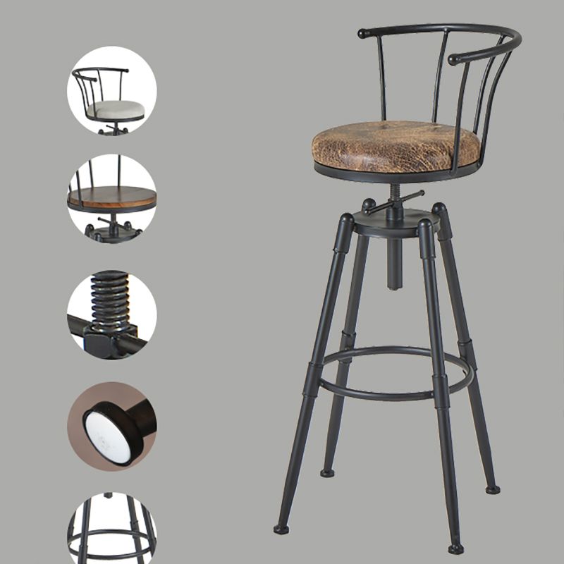 Industrial Upholstered Swivel Adjustable Height Stool 35.43'' Home Bar Stool Clearhalo 'Bar Furniture' 'Bar Stools' 'bar_stools' 'furniture_bar_stools' 'Kitchen & Dining Furniture' 'kitchen&dining_furn' 'kitchen' 'kitchen_furn' Furniture' 1200x1200_9c6181b3-1723-46b6-953f-262b327ed93c