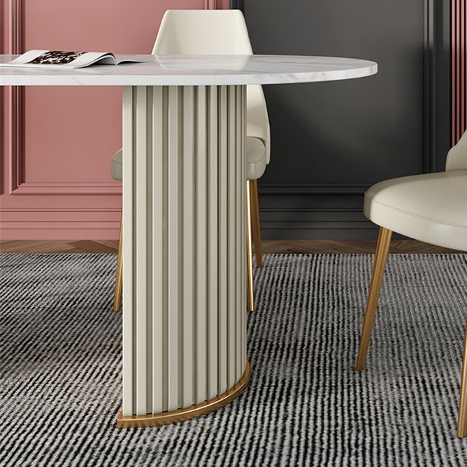 Oval Sintered Stone White Table Luxury Double Pedestal Table for Dining Room Clearhalo ' dining_table' 'Dining Tables & Seating' 'Dining Tables' 'furn' 'furn_dining_table' 'Furniture' 'furniture_dining_table' 'Kitchen & Dining Furniture' 'kitchen&dining_furn' 'kitchen' 'kitchen_dining_table' 1200x1200_9c629f0d-4626-4567-8014-89b88ff76789