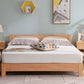 Contemporary Wood Standard Bed, Slat Rectangular Headboard Bed