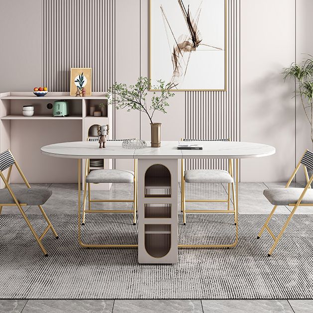 Contemporary Drop-Leaf Dining Room Collection Oval Table,15"L x 31.5"W x 29.5"H Clearhalo ' dining_table' 'Dining Tables & Seating' 'Dining Tables' 'furn' 'furn_dining_table' 'Furniture' 'furniture_dining_table' 'Kitchen & Dining Furniture' 'kitchen&dining_furn' 'kitchen' 'kitchen_dining_table' 1200x1200_9c65a088-a7d0-4e79-8750-365cac6b9313