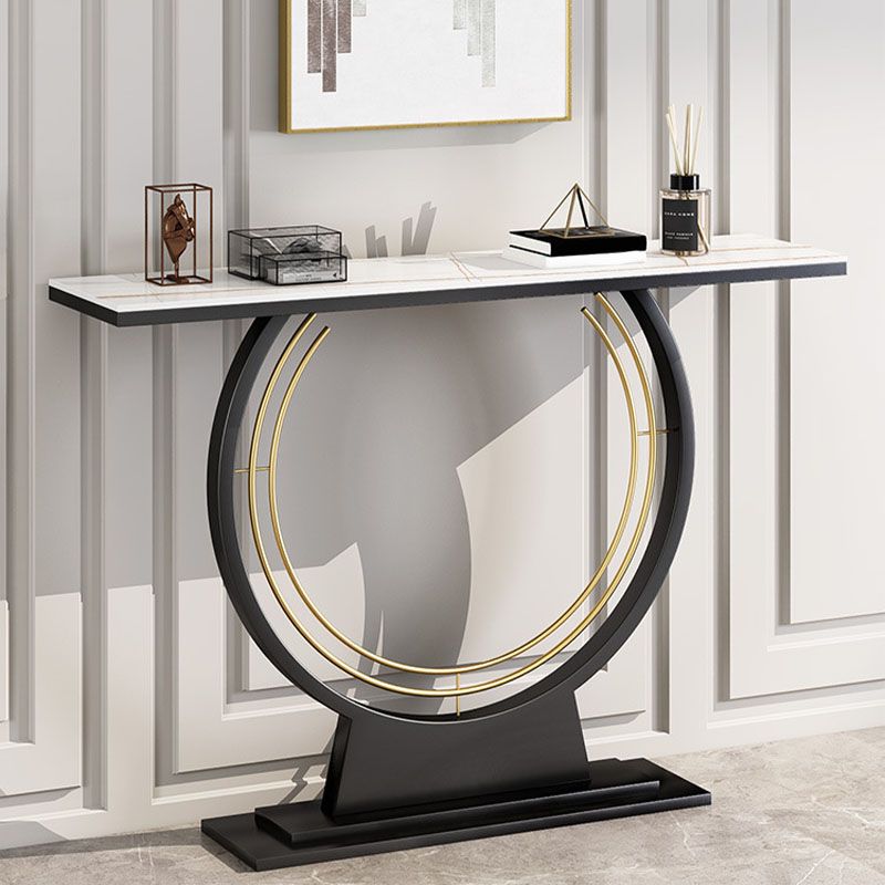 Modern Metal Console Sofa Table Rectangle Stone Console Accent Table for Hall Clearhalo 'Console Tables' 'console_tables' 'Entry & Mudroom Furniture' 'furn' 'furn_console_tables' 'Furniture' 1200x1200_9c67c800-7106-4f94-9484-eff3bf3900c3