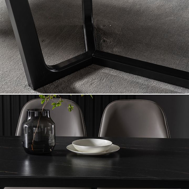 Industrial Sintered Stone Dining Table Trestle Base Rectangle Table for Home Clearhalo ' dining_table' 'Dining Tables & Seating' 'Dining Tables' 'furn' 'furn_dining_table' 'Furniture' 'furniture_dining_table' 'Kitchen & Dining Furniture' 'kitchen&dining_furn' 'kitchen' 'kitchen_dining_table' 1200x1200_9c6a3955-7bf6-4349-831e-e52454124753