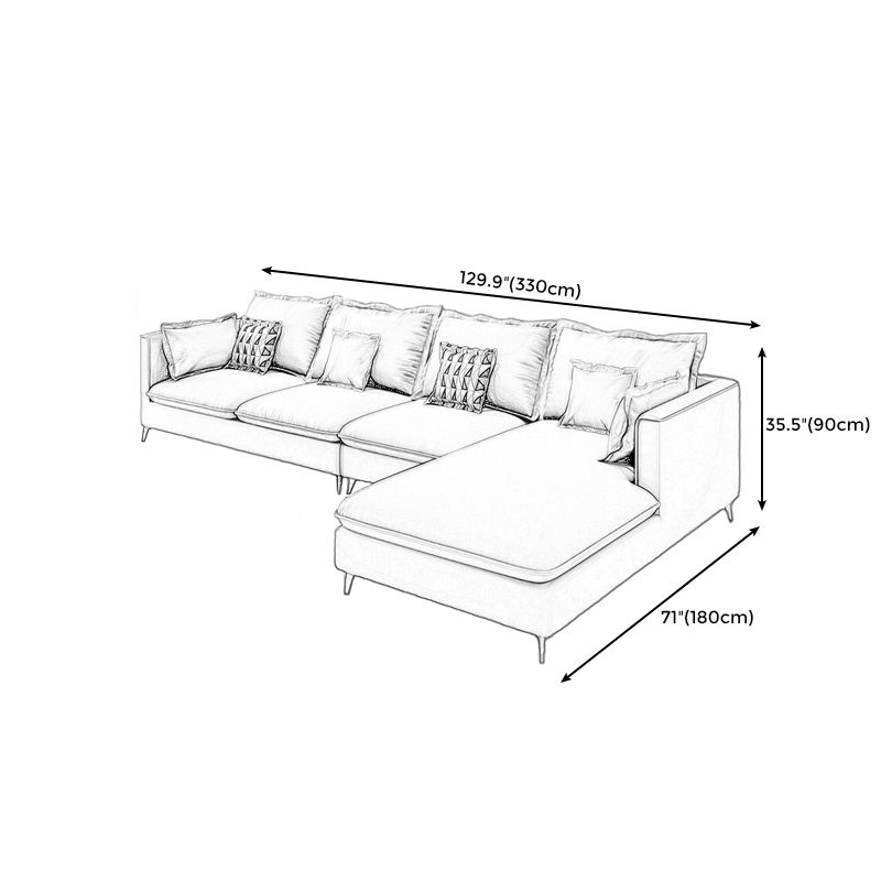 129.92" D x 70.86" W x 35.43" H Faux Leather Square Arm Sofa with Bolster Pillows Clearhalo 'furn' 'furn_sectionals' 'Furniture' 'furniture_sectionals' 'kitchen' 'kitchen_sectionals' 'Living Room Furniture' 'Sectionals' 1200x1200_9c6a53d8-8cd4-426d-81af-d625f829cda0