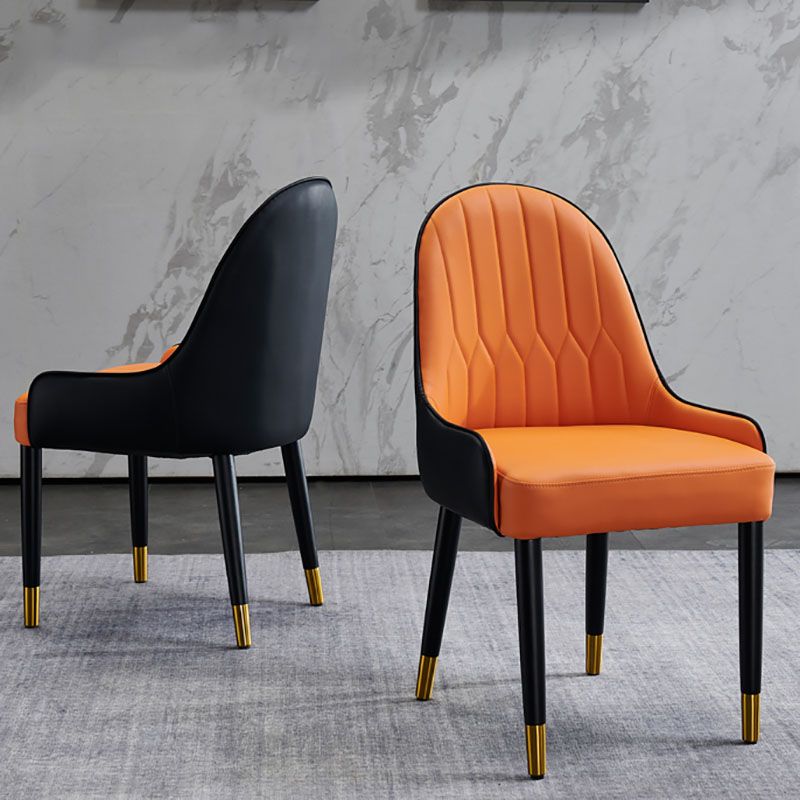 Scandinavian Leather Dining Chairs with Wood Legs Arm Solid Back Dining Side Chair Clearhalo 'Dining Chairs' 'Dining Tables & Seating' 'dining_chair' 'furn' 'furn_dining_chair' 'Furniture' 'furniture_dining_chair' 'Kitchen & Dining Furniture' 1200x1200_9c6b4dae-82e1-4974-8089-8f1ae0c04dbe