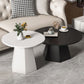 Mid-Century Iron Round Pedestal Coffee Cocktail Table Set in Black & White