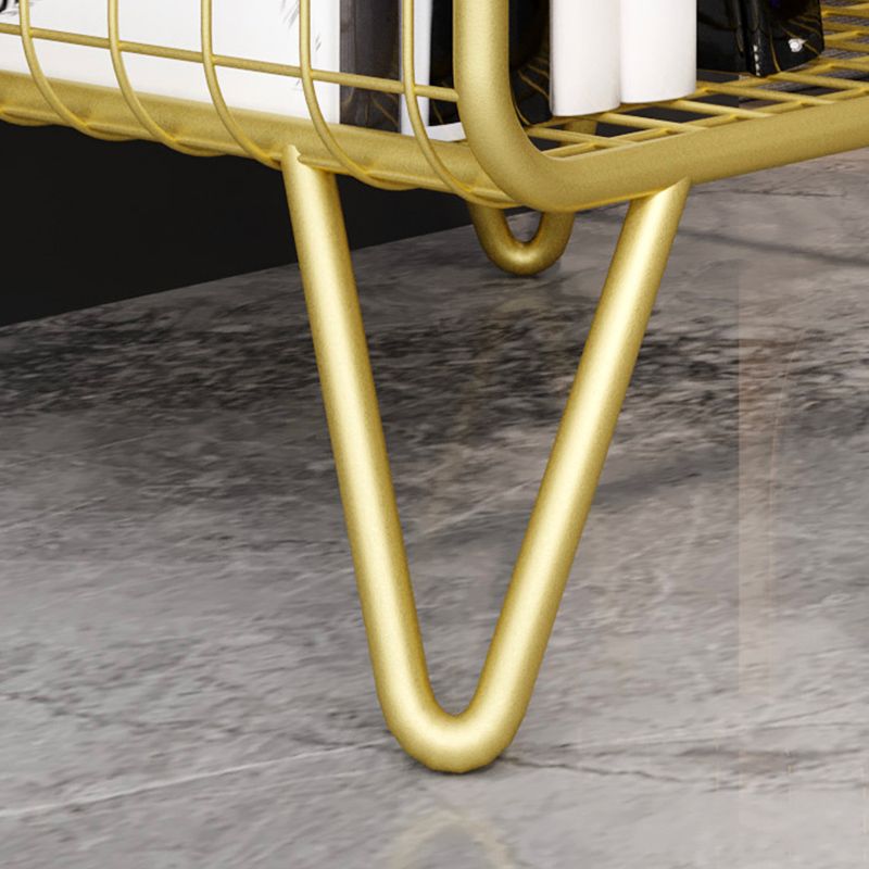 Metal Glam Accent Table Nightstand Open Storage Shelf Included Bed Nightstand with Legs