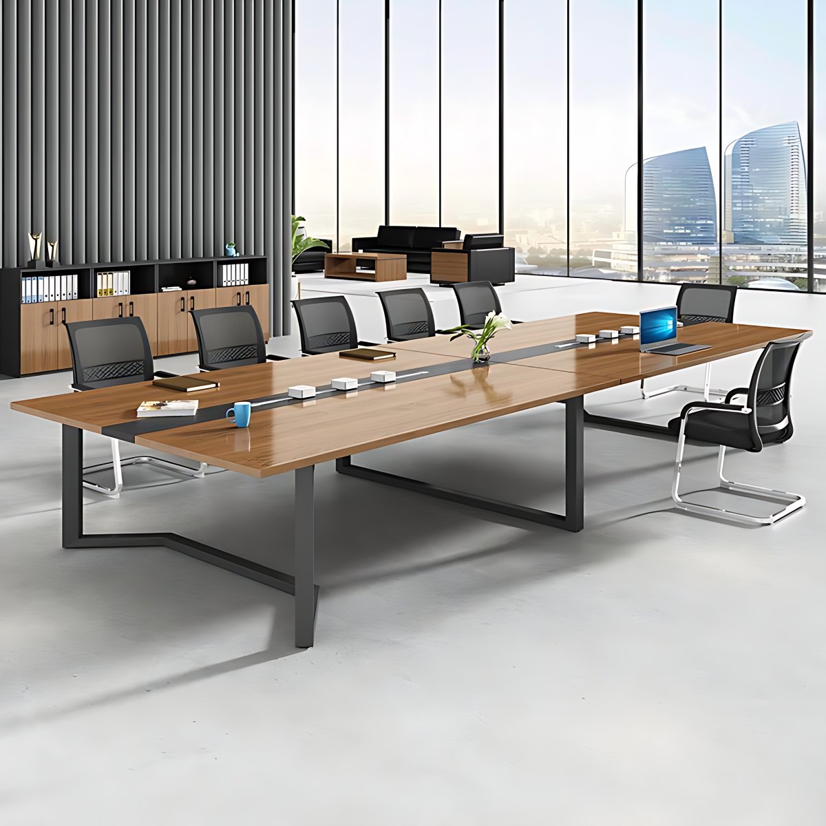 Rectangle Office Meeting Table Modern Style Wooden Writing Desk - Clearhalo