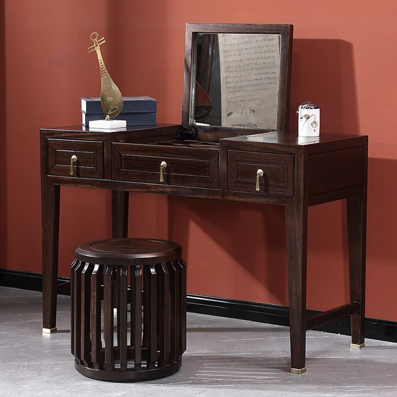 Tavolo da toeletta da toeletta in legno massiccio tradizionale tavolo da vanità per trucco a flip-top