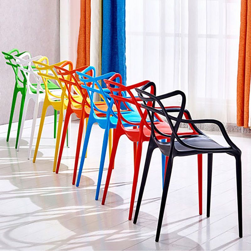 Contemporary Open Back Chair Dining Arm Side Chair with Plastic Legs Clearhalo ' kitchen&dining_furn' 'Dining Chairs' 'Dining Tables & Seating' 'dining_chair' 'furn' 'furn_dining_chair' 'Furniture' 'furniture_dining_chair' 'Kitchen & Dining Furniture' 'kitchen' 1200x1200_9c6eba2a-63ac-456a-aa41-455b73a84d55