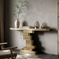 Glam Rectangle Console Table Stone Console Accent Table for Hall