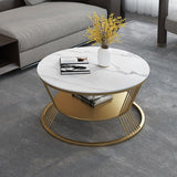 Modern Slate Frame Coffee Table Open Shelf Round Cocktail Table in Black/White Clearhalo 'Coffee & Accent Tables' 'Coffee Tables' 'coffee_tables' 'furn' 'furn_coffee_tables' 'Furniture' 'Living Room Furniture' 1200x1200_9c716fb4-fa68-4138-807a-04ccbcfb2ff2