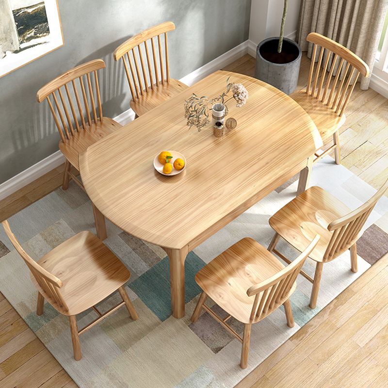 Moderne ronde uittrekbare eettafel van rubberhout met 4 poten