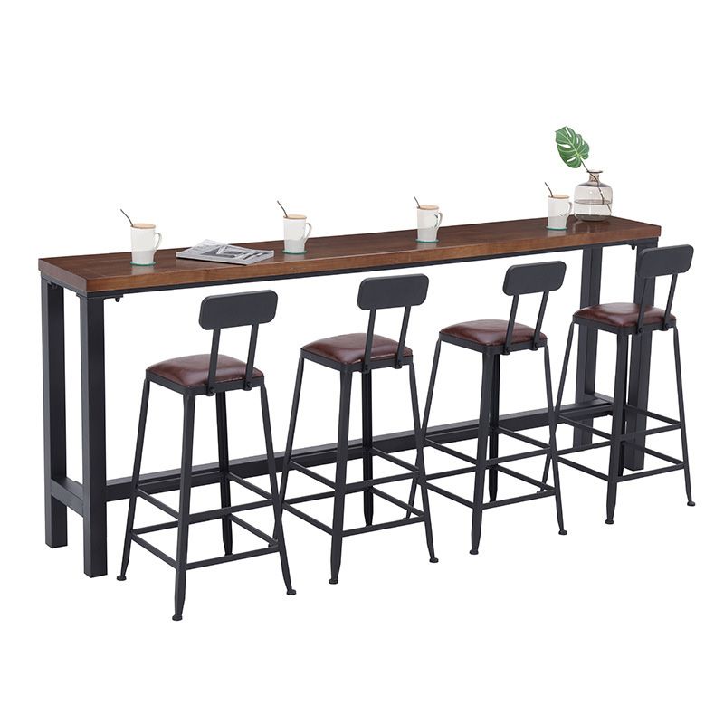 Bartafel met houten blad, moderne eettafel met metalen onderstel voor koffiekamer