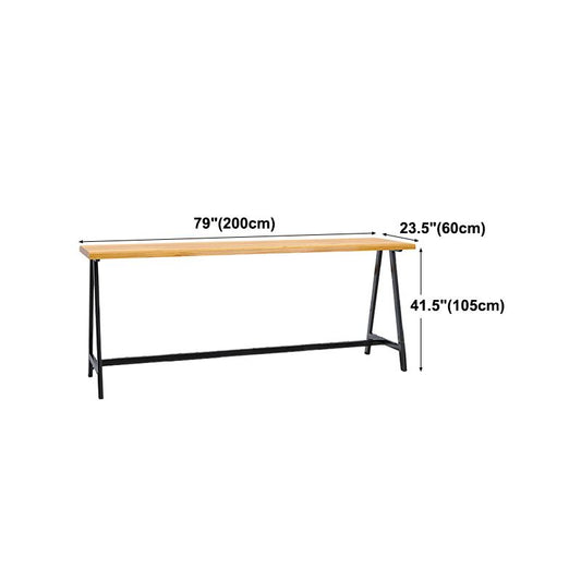 Pine Wood Bar Dining Table Rectangle Industrial Bar Table with Black Trestle Base Clearhalo 'Bar Furniture' 'Bar Tables' 'bar_tables' 'furn' 'furn_bar_tables' 'Furniture' 'furniture_bar_tables' 'Kitchen & Dining Furniture' 1200x1200_9c734154-c8b9-4dac-8485-455df7e9125f