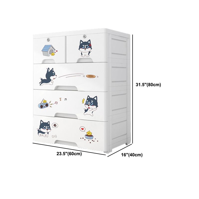 Eigentijdse garderobe witte kleur plastic garderobe kast met laden