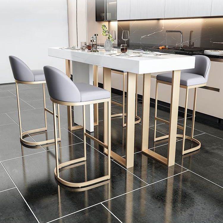 Ensemble de table de bar Glam 1/5 pièces, table de comptoir rectangulaire en pierre avec tabourets hauts pour balcon