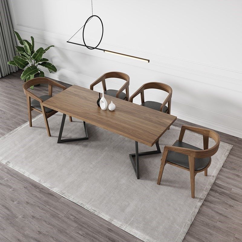 Industrial Double Pedestal Table Metal Frame Rectangle Dining Table Clearhalo 'Dining Tables & Seating' 'Dining Tables' 'dining_table' 'furn' 'furn_dining_table' 'Furniture' 'Kitchen & Dining Furniture' 1200x1200_9c748101-4248-4f17-94ba-02398f1c9ca8
