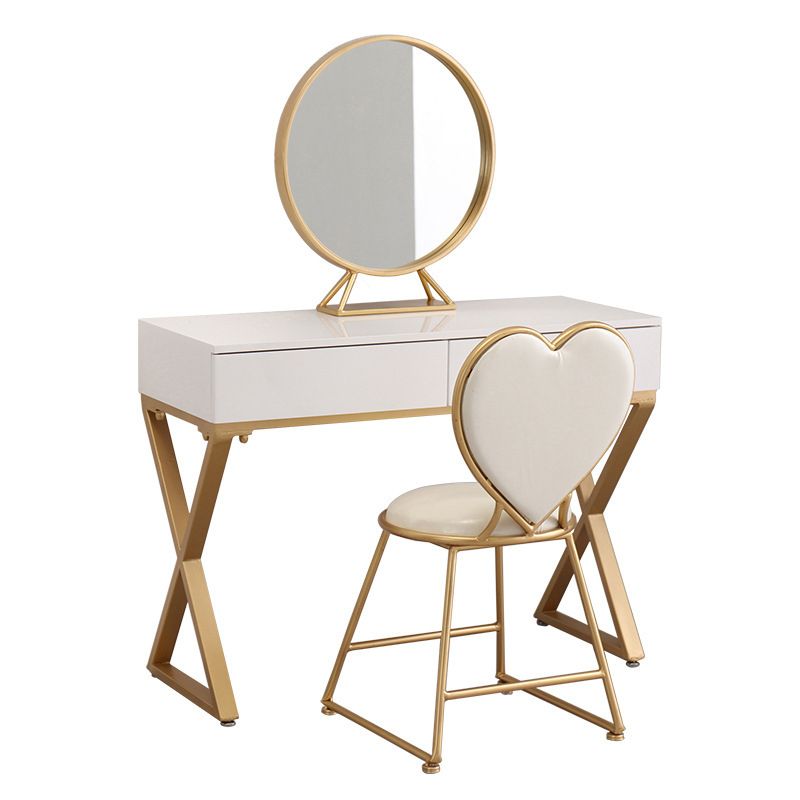 Contatore per trucco bianco brillante 15,74 "tavoli da vanità larghi con 2 cassetti