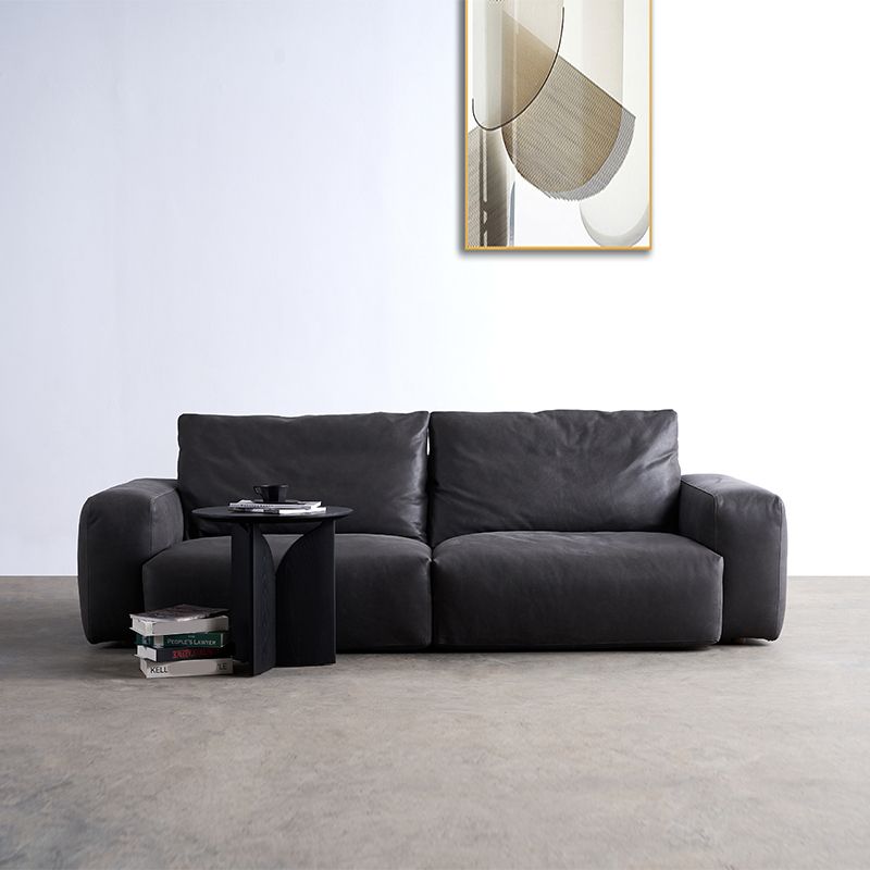 Mitte des Jahrhunderts modernes Sofa Leder -Quadratarmsofa in tiefem Grau